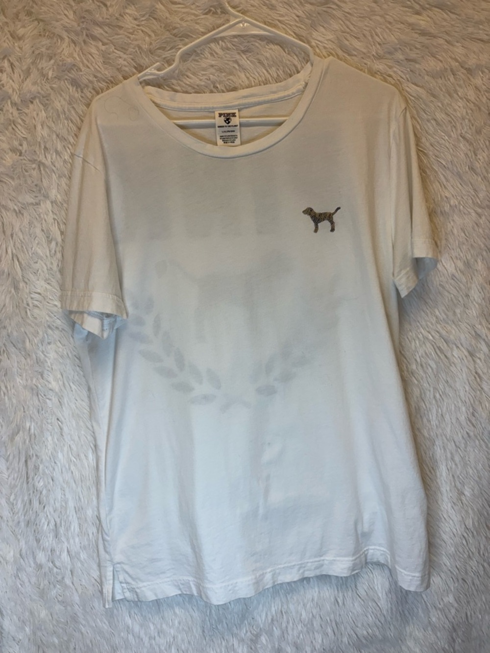 2 PINK Victoria's Secret Sequined White T-Shirts | Size Large 🩶 - Picture 4 of 17